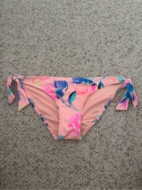 No Boundaries Peach Pink Floral Swim Bottom with Blue Accents